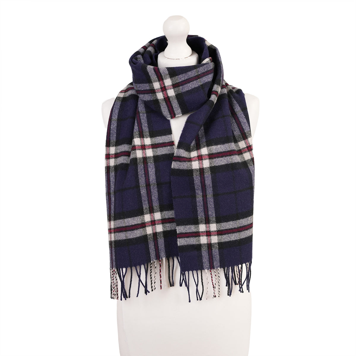 100% Lambswool Scarf – Traditional Tartan & Check Designs - Made in Scotland - Thomson Navy