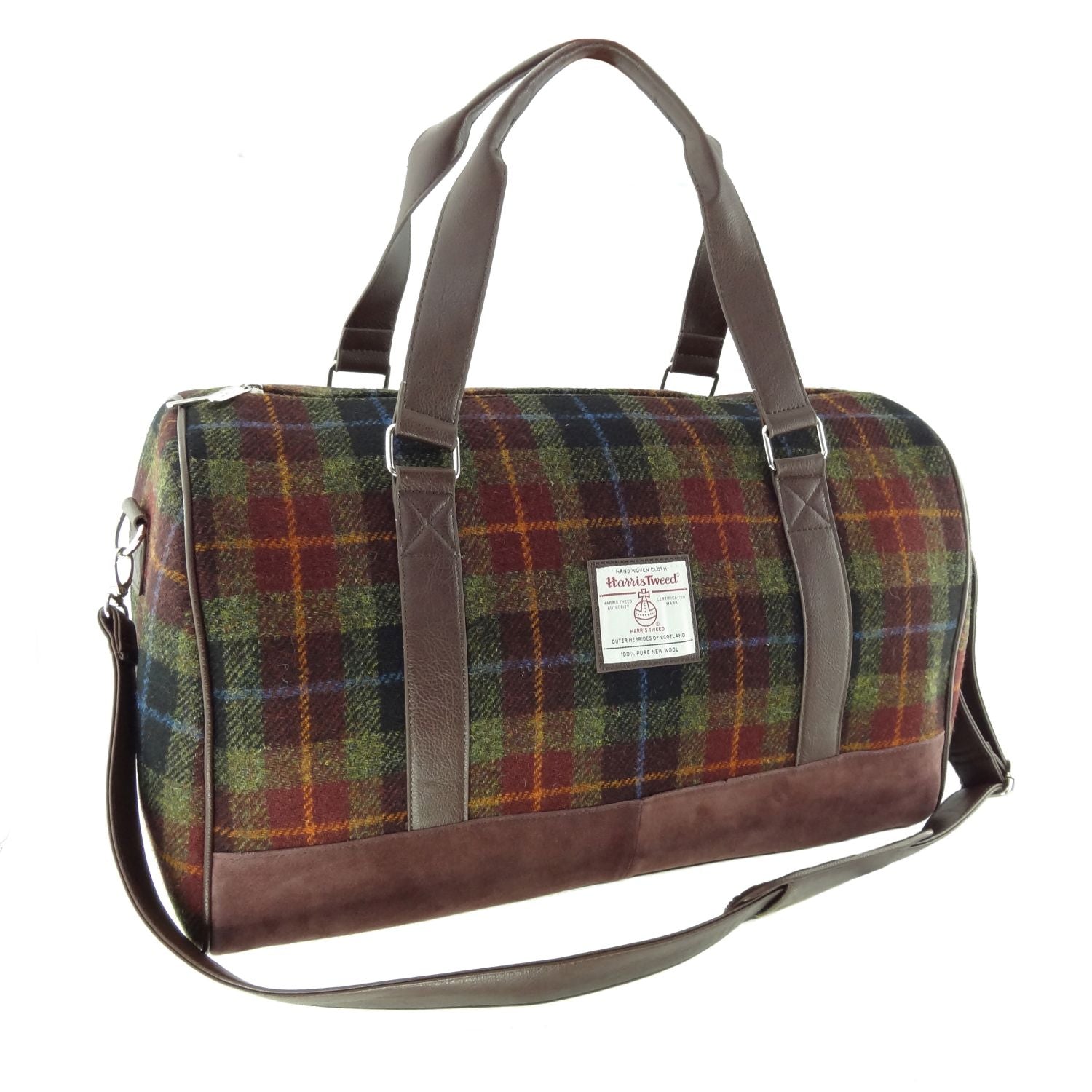 Harris Tweed Clyde Weekend Bag – Spacious Wool Travel Holdall - Rust Check (COL059)