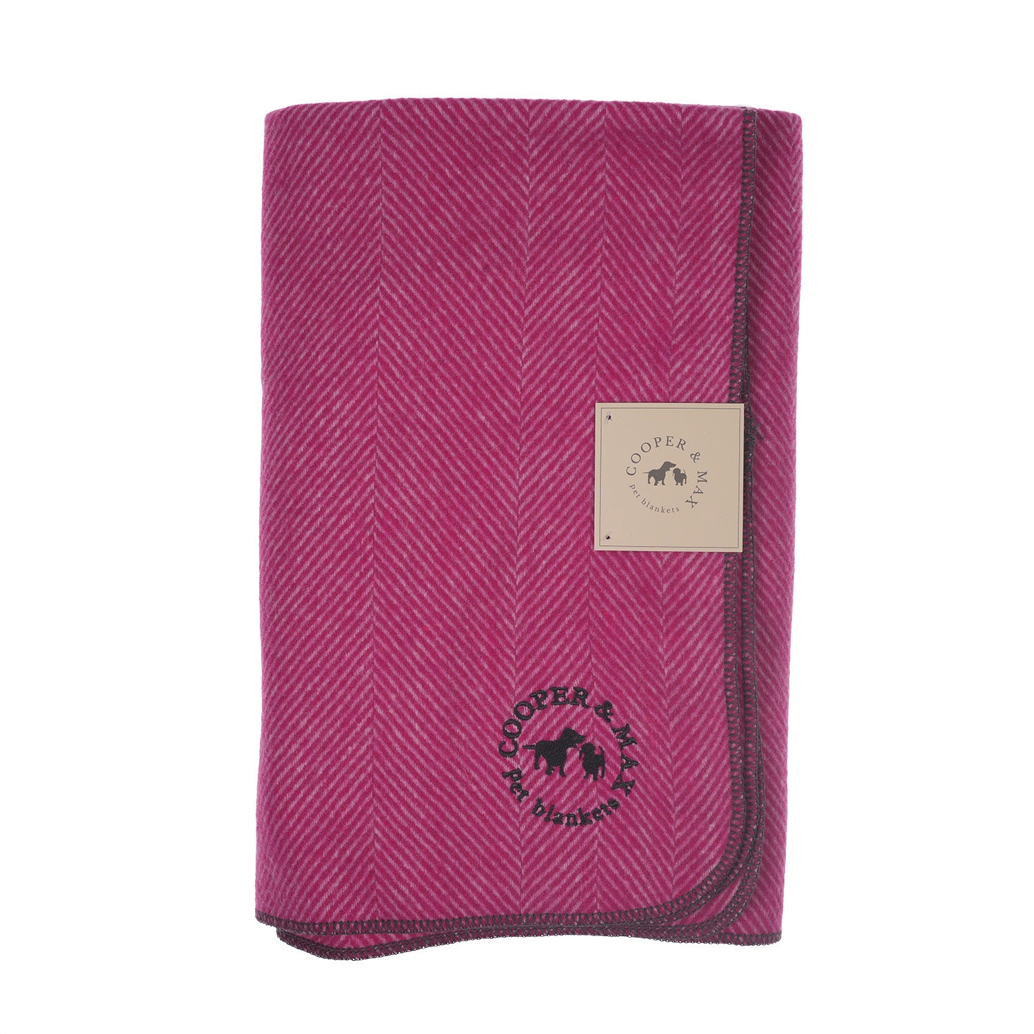 Recycled Wool Herringbone Pet Blanket – 150cm x 90cm - PINK