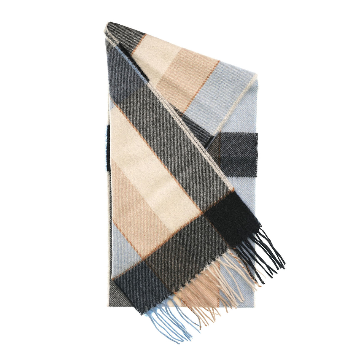 Tartan Weaving Mill 100% Pure Cashmere Scarf – Made in Scotland - BLOCK PINSTRIPE SANDY