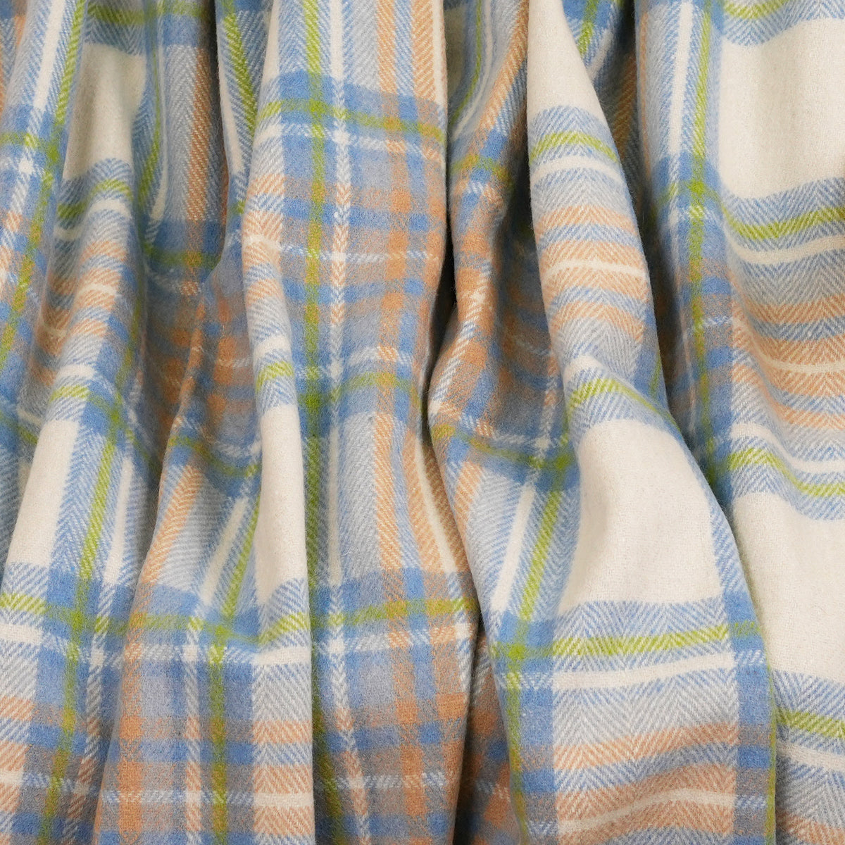 Scottish Tartan Wool-Blend Blanket Throw – Highland Comfort - Highland Wool Blend Tartan Blanket Throw - STEWART MUTED BLUE
