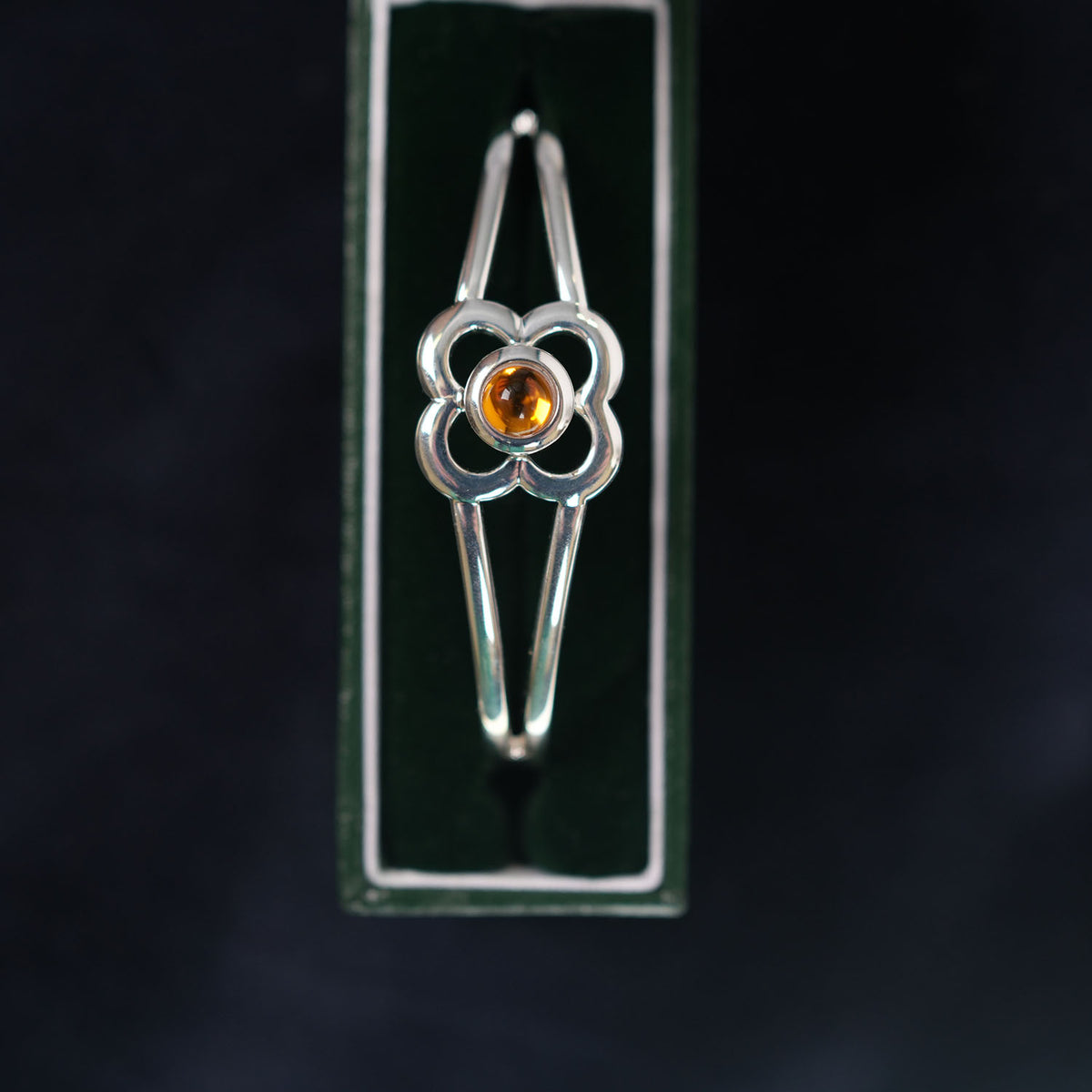 Art Pewter Birthstone Bangle - Silver Plated Pewter - Made in Scotland - November (Topaz)