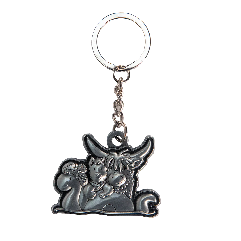 Brushed Metal Scottish Keyring / Keychain – Trio Character
