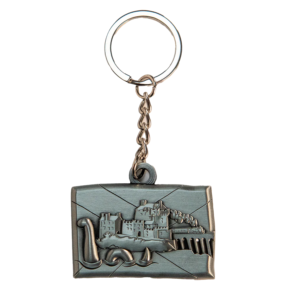 Brushed Metal Scottish Keyring / Keychain – Nessie Collage