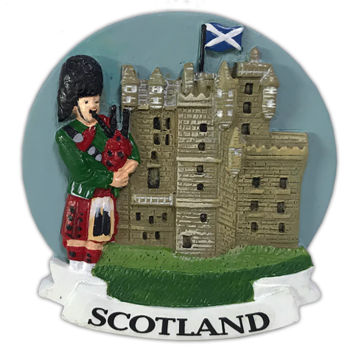 Scottish Polyresin Fridge Magnets – Fun Souvenirs with Iconic Designs - Scottish Castle Piper