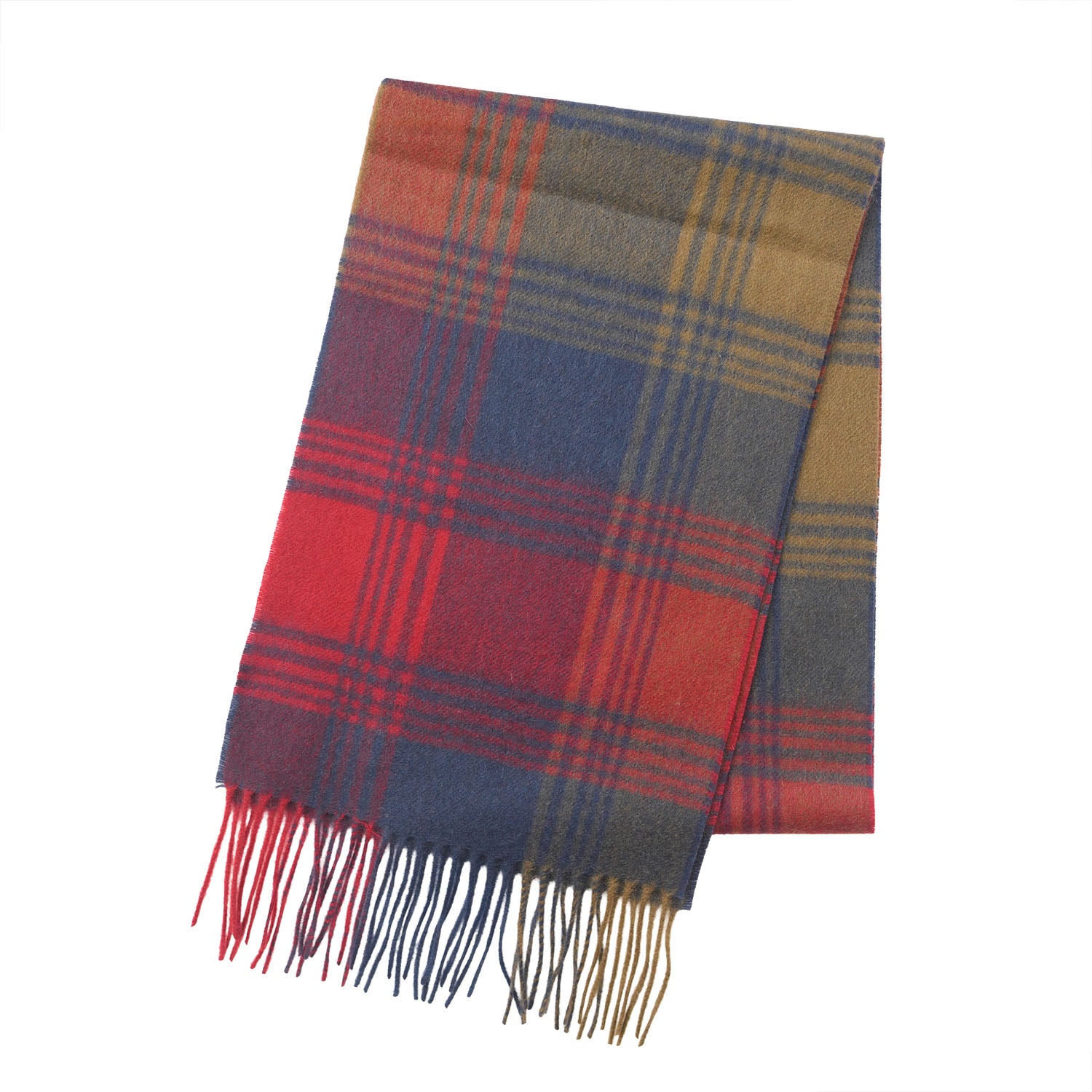 Edinburgh Cashmere Premium Lightweight Scarf - Ultra-Soft Luxury Wrap - Broken Check - Burgundy