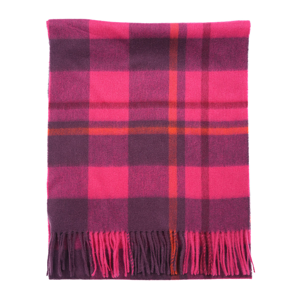 Heritage of Scotland 100% Lambswool Wide Scarf Soft Unisex Winter Wrap - Tartan & Check Designs - Medieval Check - Cyclamen Pink and Eminence