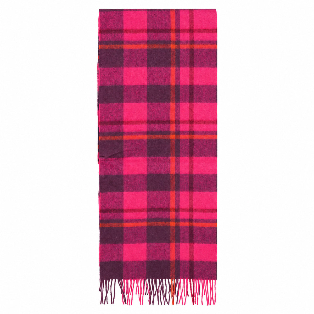Heritage of Scotland 100% Lambswool Wide Scarf Soft Unisex Winter Wrap - Tartan & Check Designs - Medieval Check - Cyclamen Pink and Eminence