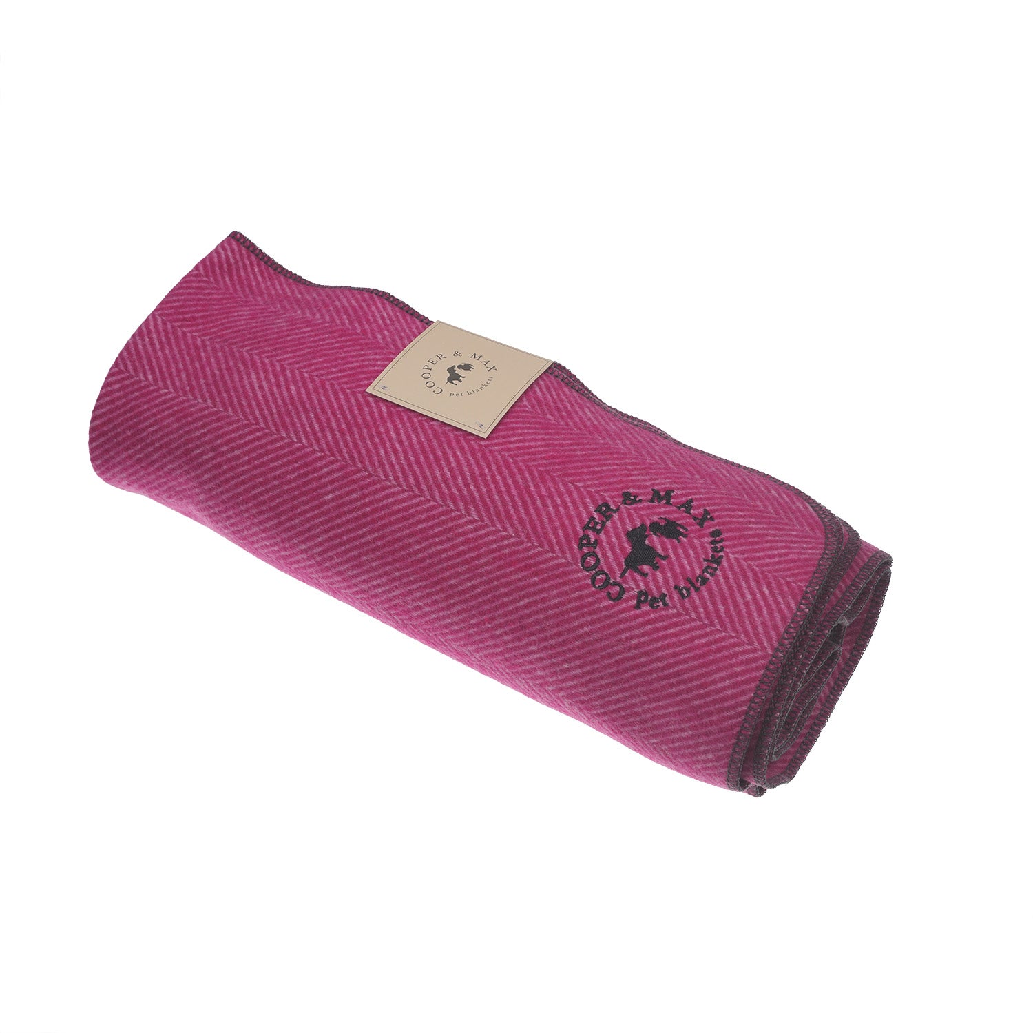 Recycled Wool Herringbone Pet Blanket – 150cm x 90cm - PINK