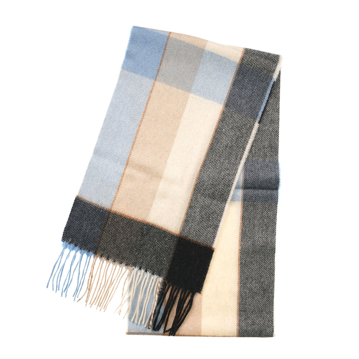 Tartan Weaving Mill 100% Pure Cashmere Scarf – Made in Scotland - BLOCK PINSTRIPE SANDY