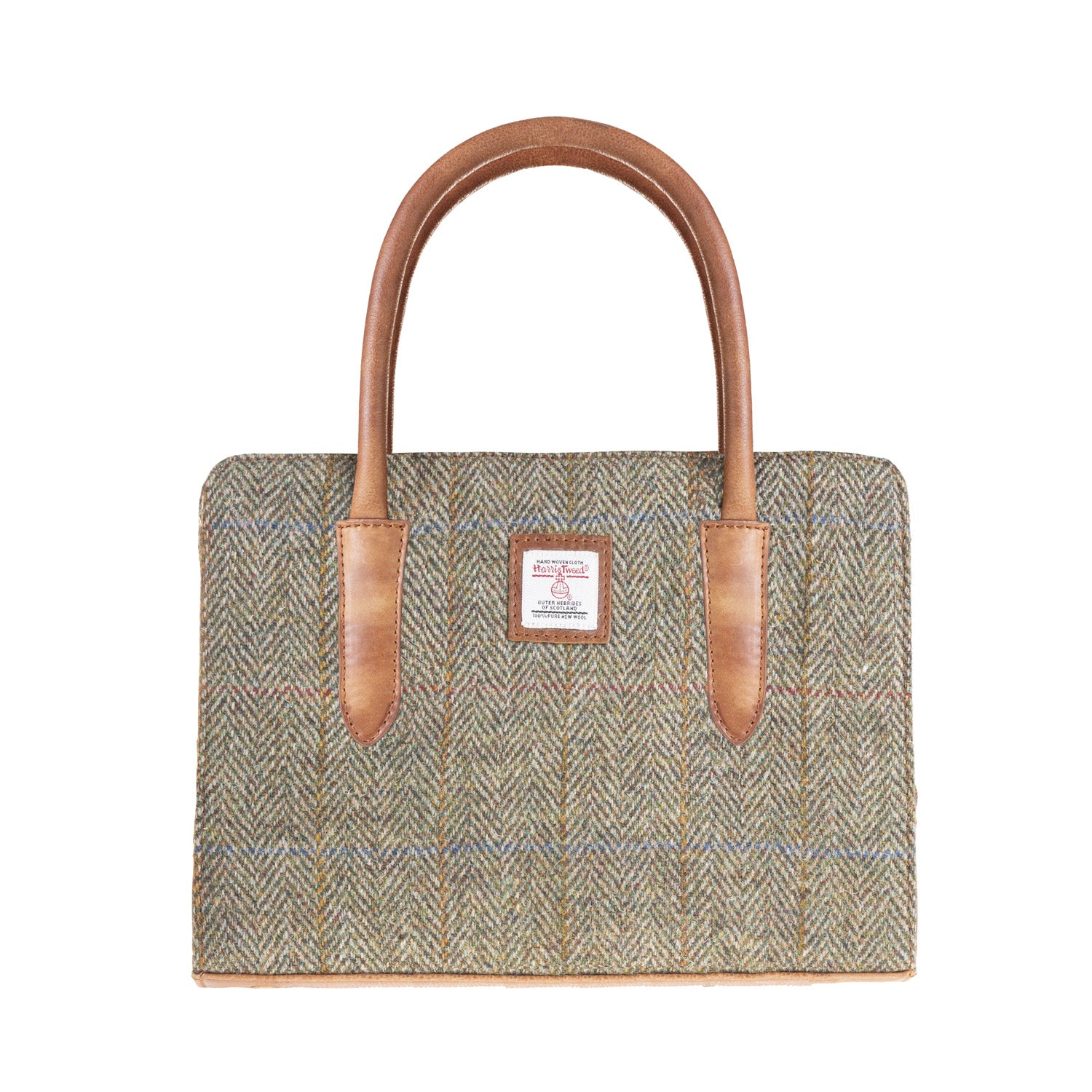 Ladies Ht Leather Hand Bag Lt Brown Check / Tan