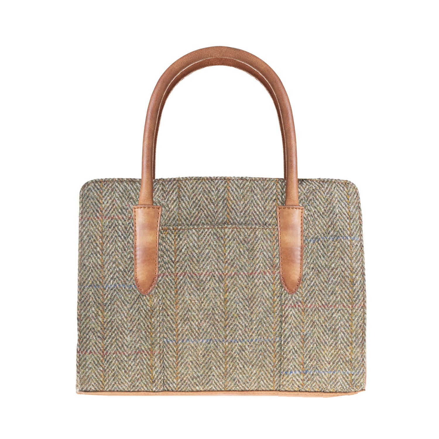 Ladies Ht Leather Hand Bag Lt Brown Check / Tan