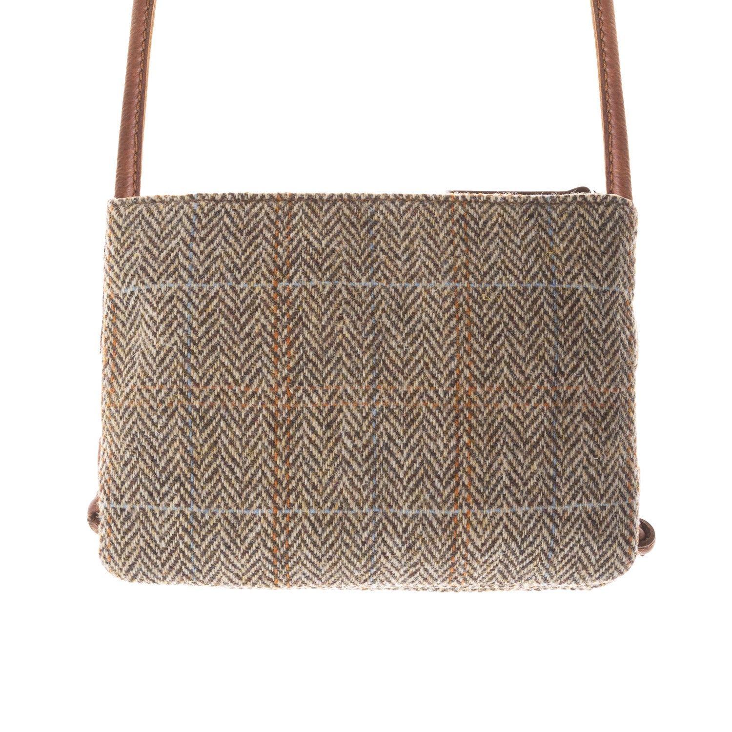 Ht Ladies Cross Body Bag Tan & Brown Herringbone / Tan