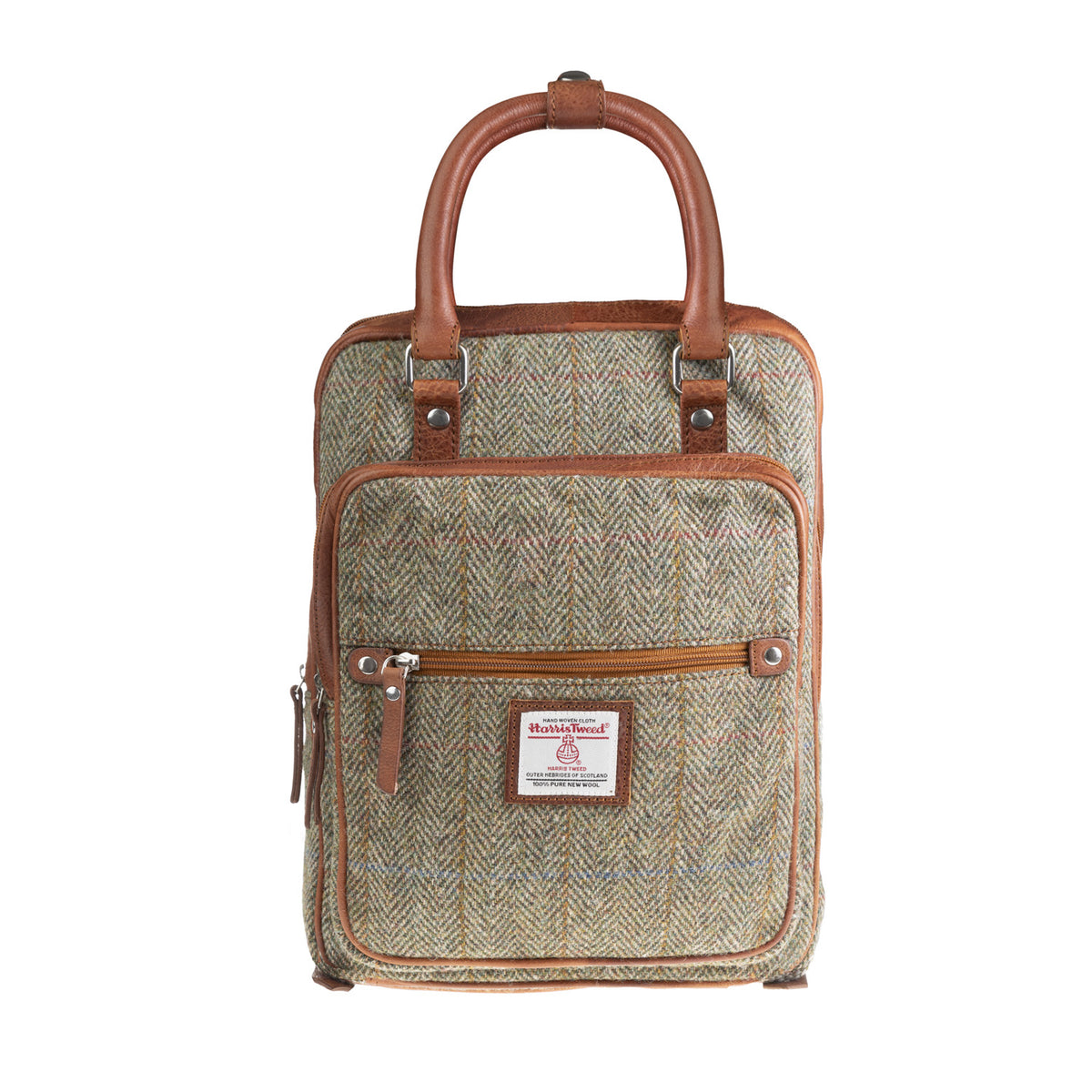 cherchbi tweed and leather backpack Ht Leather Large Backpack Lt Brown Check / Tan