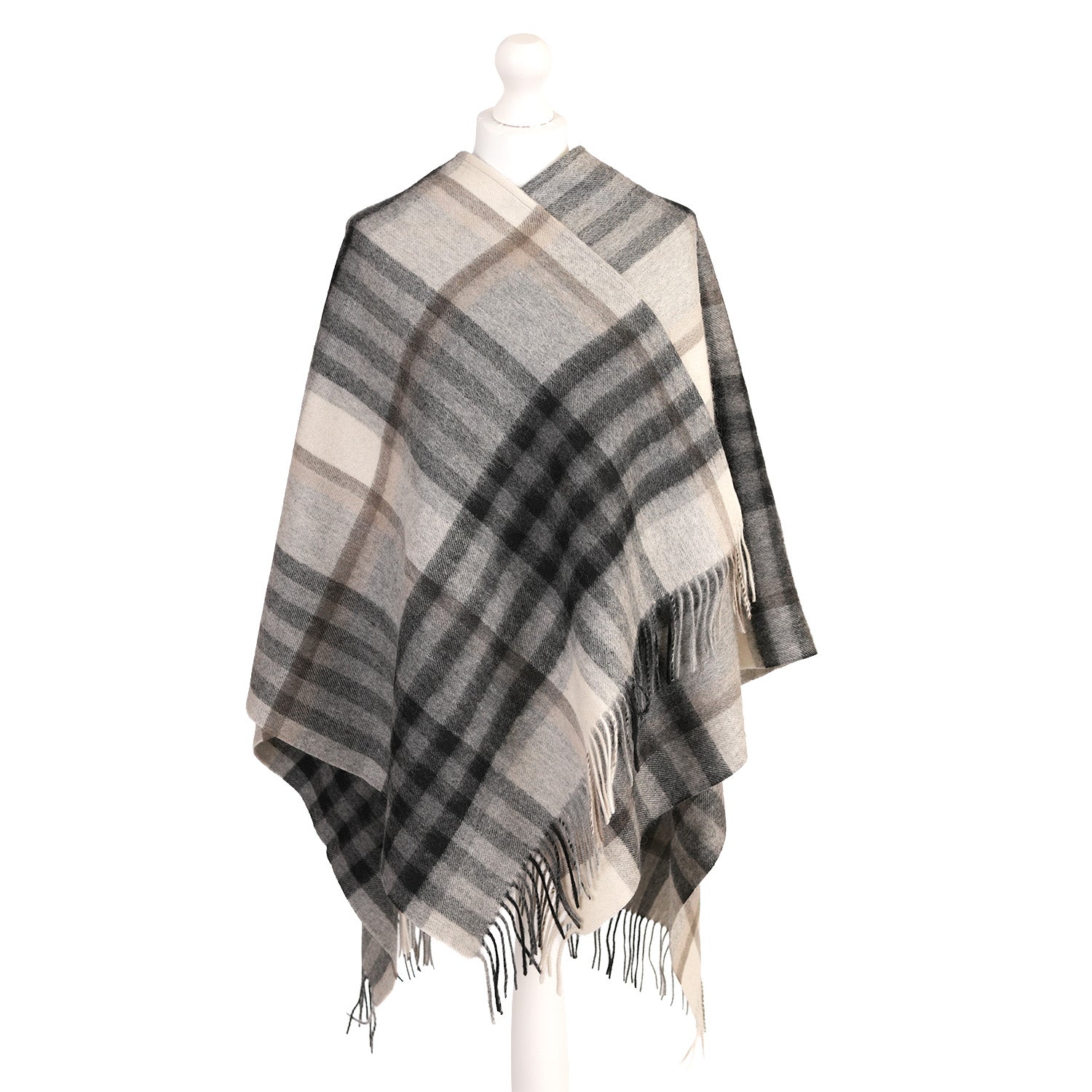 Mini Me Children’s Cape Edinburgh Lambswool Chequer Tartan Grey/Taupe - 24529