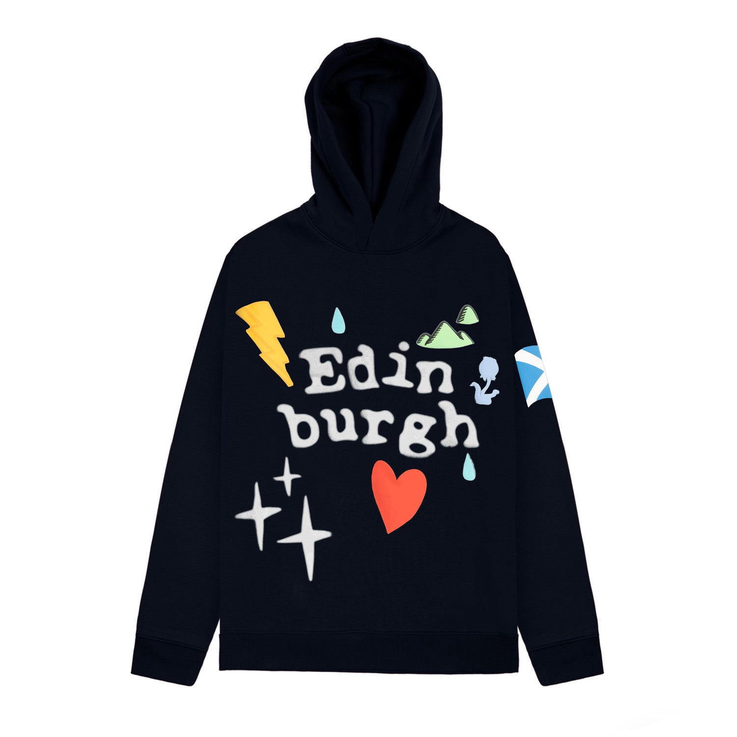 Adults Edin 3D Puff Printed Hooded Top Navy