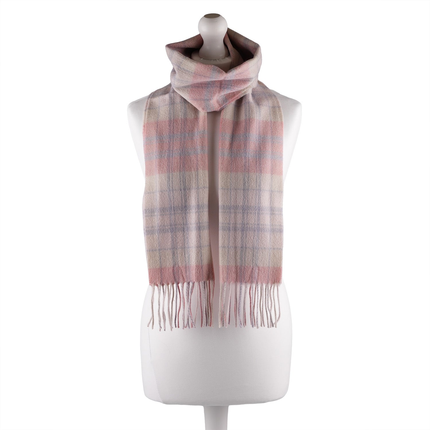 Edinburgh 100% Lambswool Tartan Scarf Macdonald White Mix