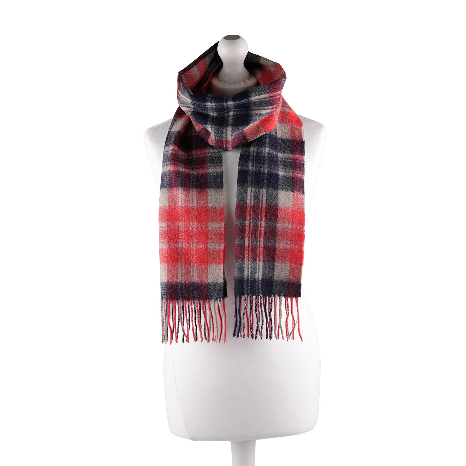 Edinburgh 100% Lambswool Tartan Scarf Macdonald Coral Mix