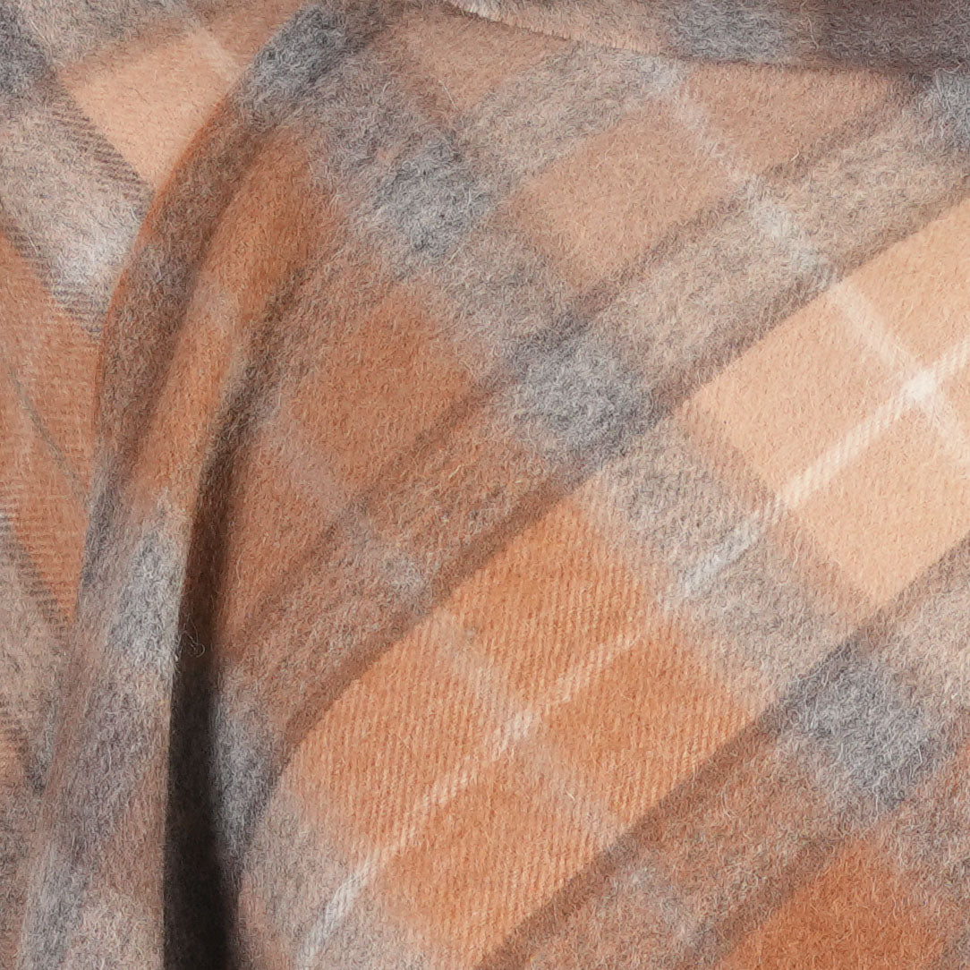 Edinburgh Lambswool Tartan Stole - Soft Luxury Check Wrap with Fringe - BUCHANAN NATURAL