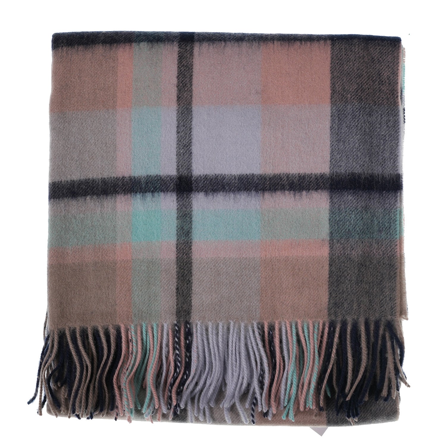 Mini Me Children’s Cape Edinburgh Lambswool Myriad Check - Navy/Greige/Light Blue