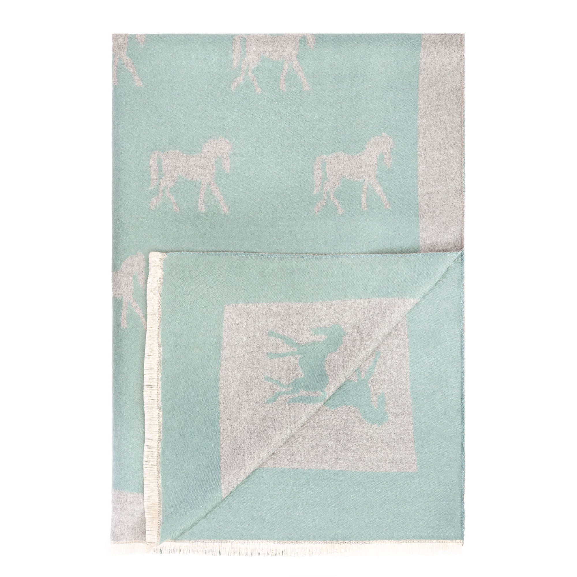 New Horse Super Soft Stole Green/Grey