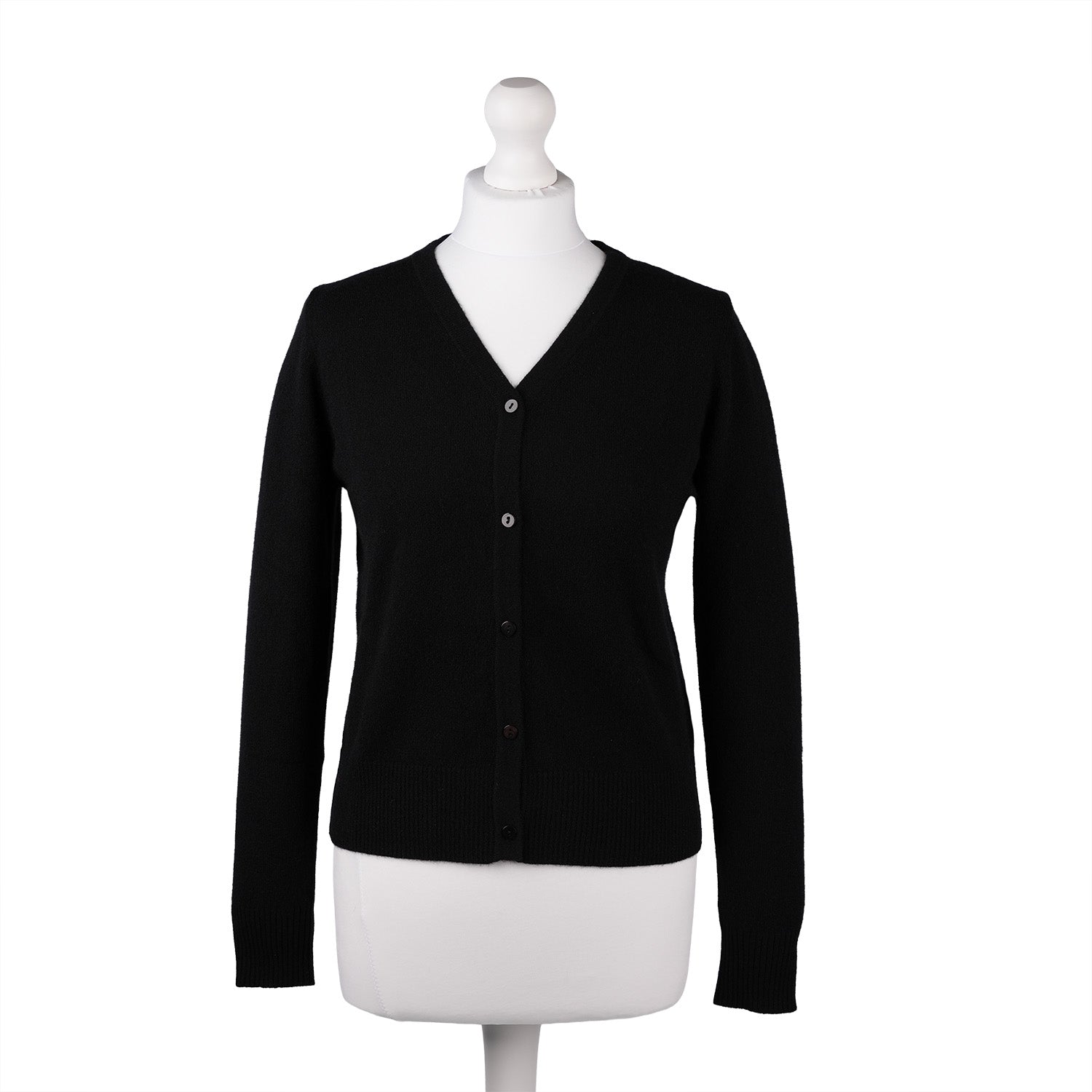 100% Cashmere Ladies V-Neck Cardigan - Black
