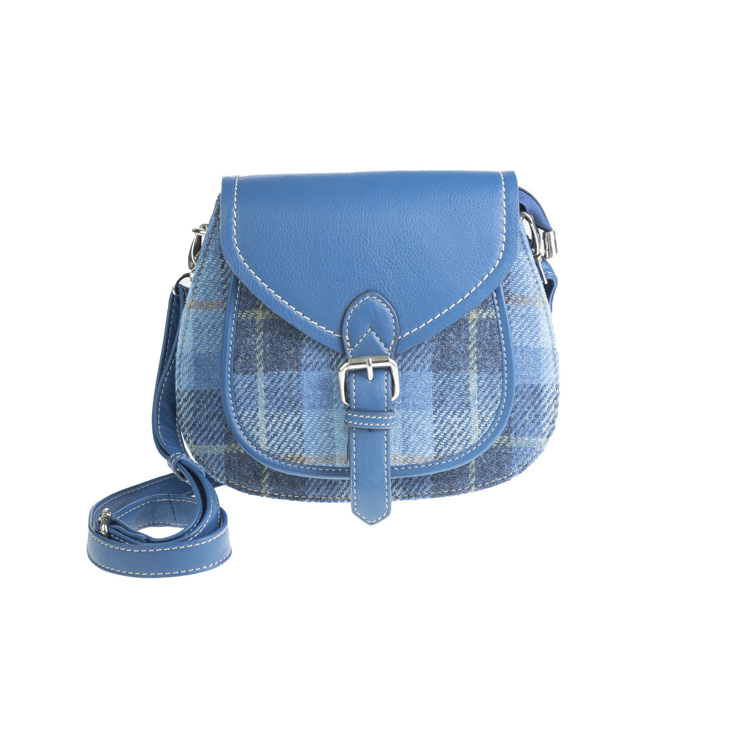 Ladies Ht Leather Shoulder Bag Blue Check / Blue
