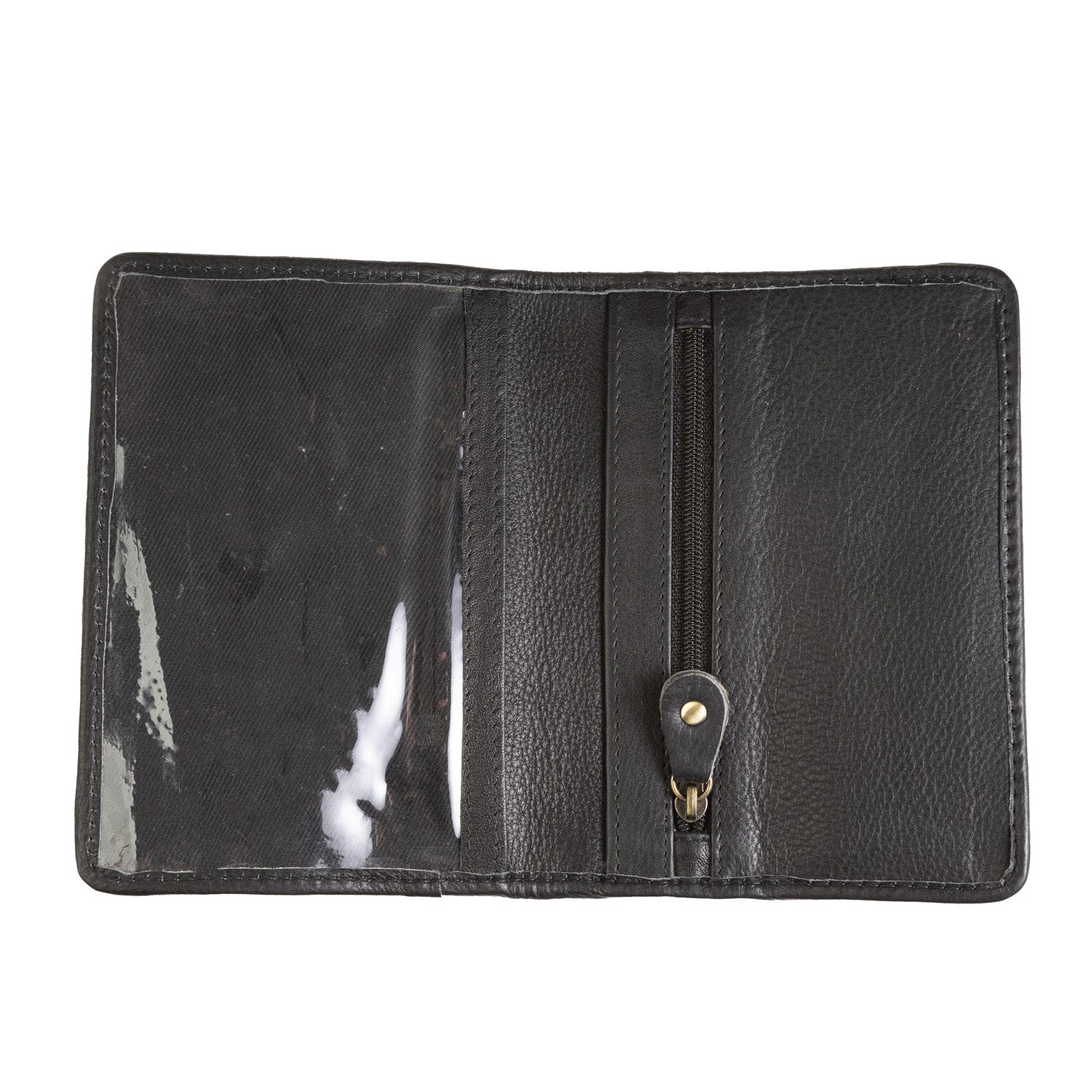 Harris Tweed Leather Passport Cover Tan & Brown Herringbone / Black
