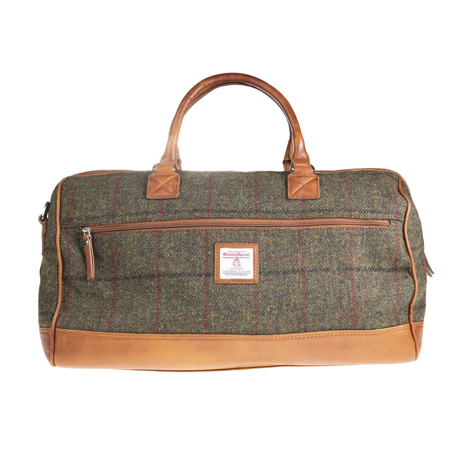 Ht Leather Weekender Bag Dark Green Check / Tan