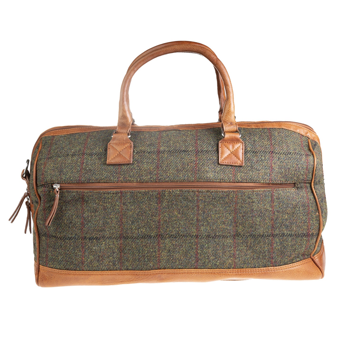 Ht Leather Weekender Bag Dark Green Check / Tan