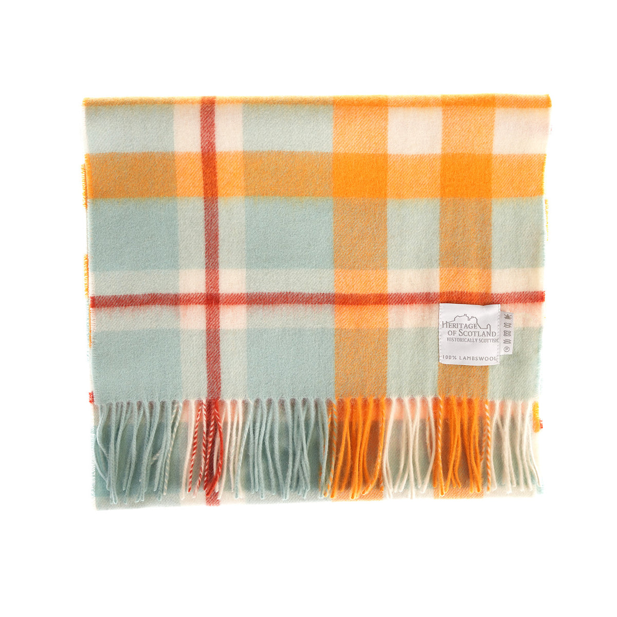 Heritage of Scotland 100% Lambswool Wide Scarf Soft Unisex Winter Wrap - Tartan & Check Designs - Scotts Check Aqua Mix