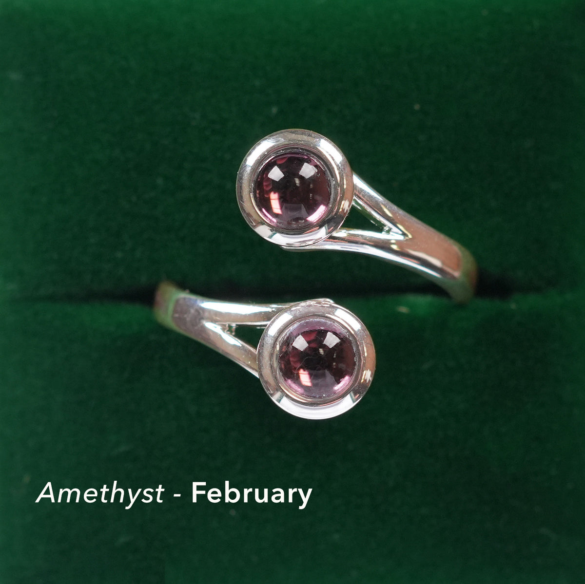Art Pewter Celtic Birthstone Ring - Silver Plated Pewter - Made in Scotland - February (Amethyst)