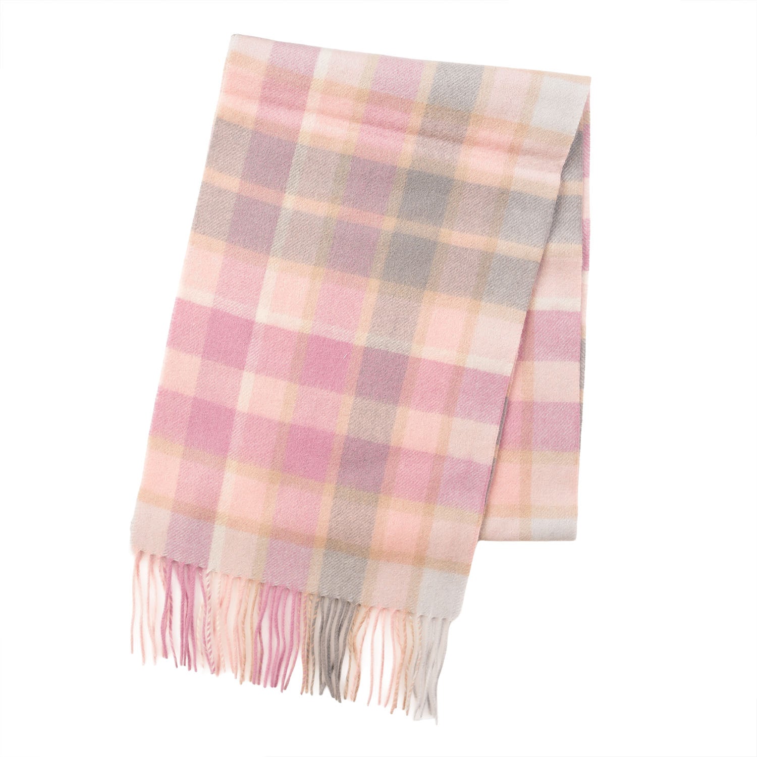 Edinburgh 100% Lambswool Scarf – Premium Soft Wool Wrap - ARTILLERY CHECK LIGHT PINK