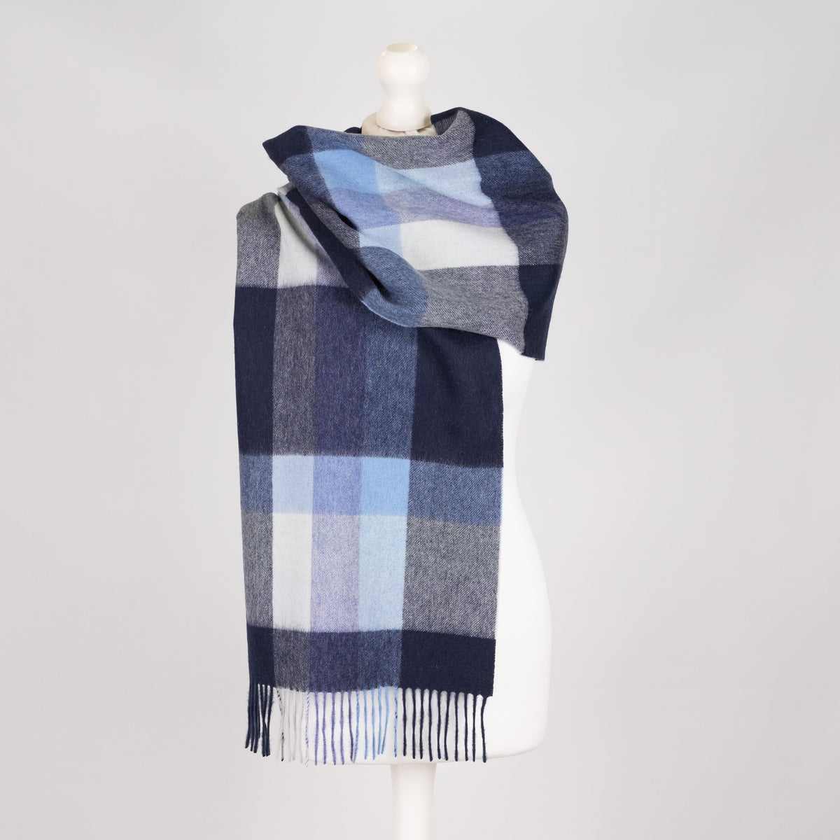 Heritage of Scotland 100% Lambswool Wide Scarf Soft Unisex Winter Wrap - Tartan & Check Designs - GALAXY CHECK ECLIPSE