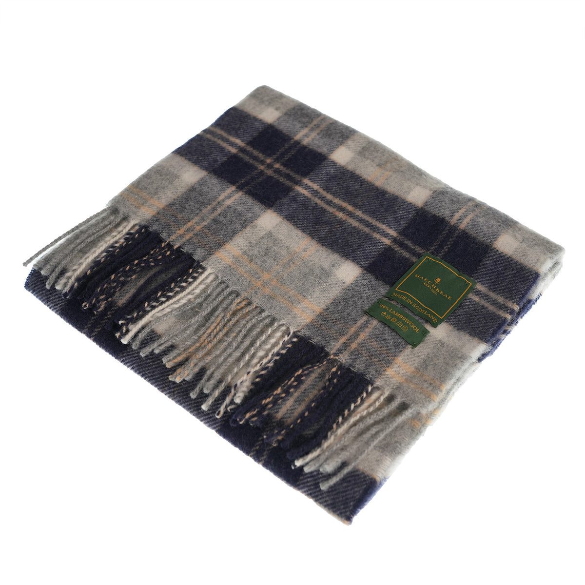 100% Lambswool Scarf – Traditional Tartan & Check Designs - Made in Scotland - Bannockbane Silver