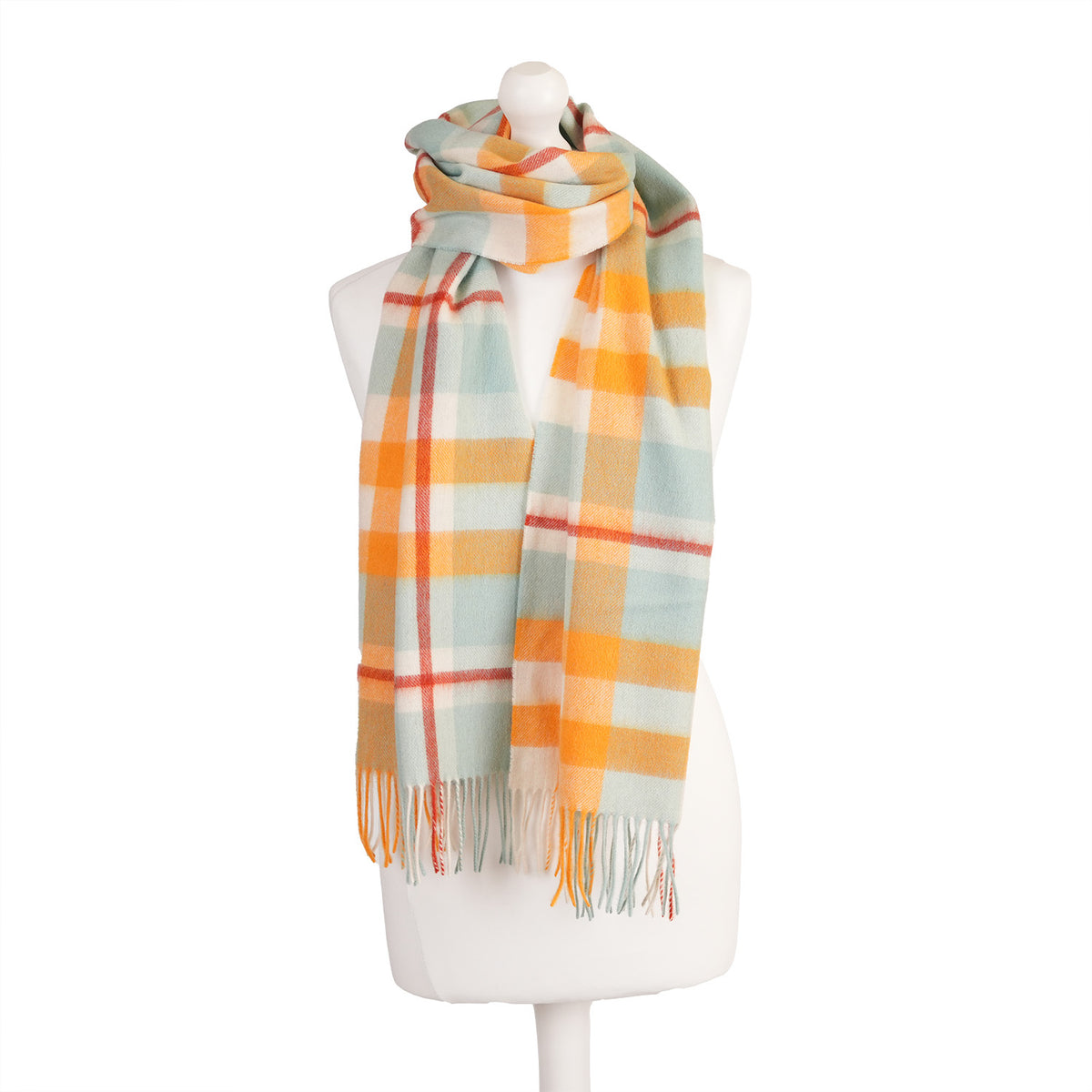 Heritage of Scotland 100% Lambswool Wide Scarf Soft Unisex Winter Wrap - Tartan & Check Designs - Scotts Check Aqua Mix