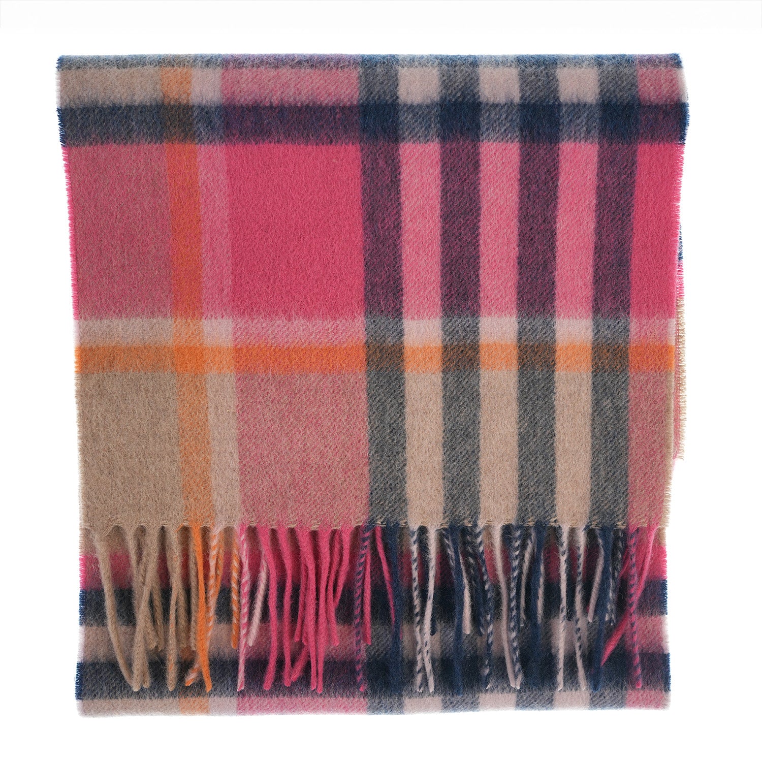 Edinburgh Cashmere Premium Lightweight Scarf - Ultra-Soft Luxury Wrap - CHEQUER TARTAN ASTRAL RASPBERRY