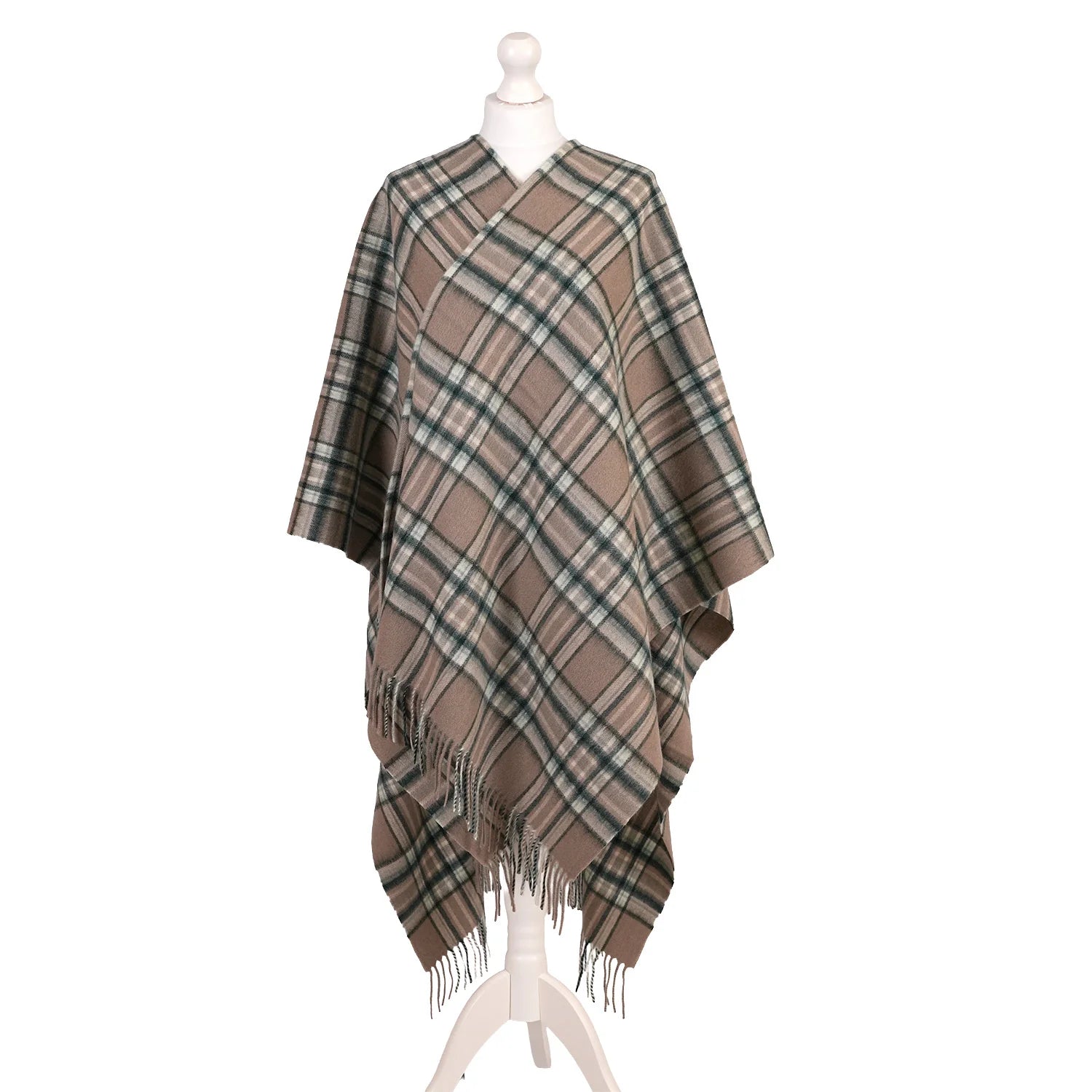 Edinburgh Lambswool Long Tartan Cape Royal Stewart Vintage Pink