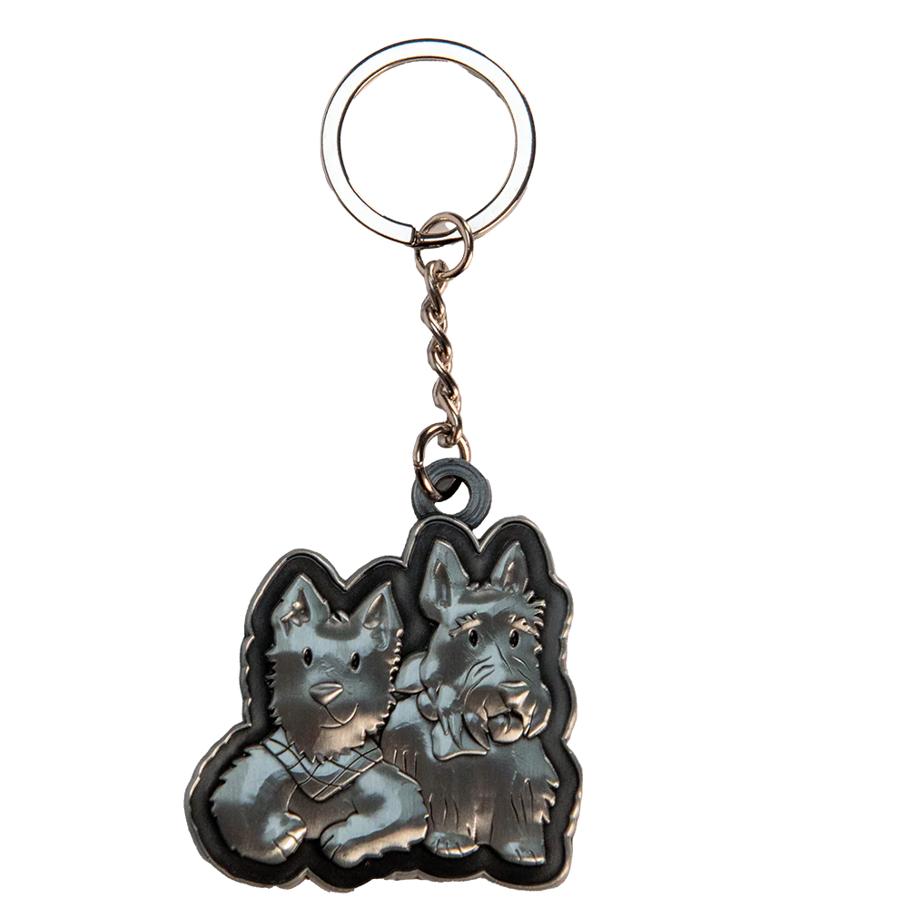 Brushed Metal Scottish Keyring / Keychain – Westies