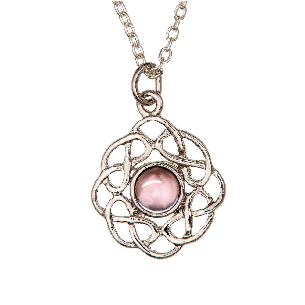 Art Pewter Celtic Birthstone Pendant – Silver-Plated Pewter - Made in Scotland - June (Light Amethyst)