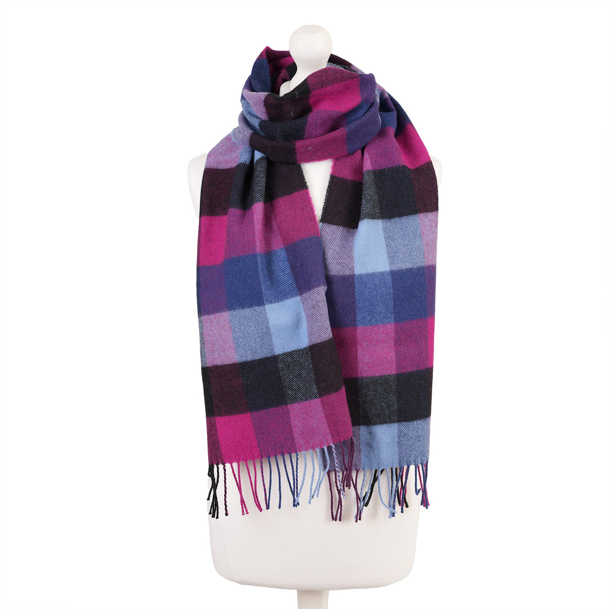 100% Lambswool Scarf – Traditional Tartan & Check Designs - Made in Scotland - 5 Square Purples