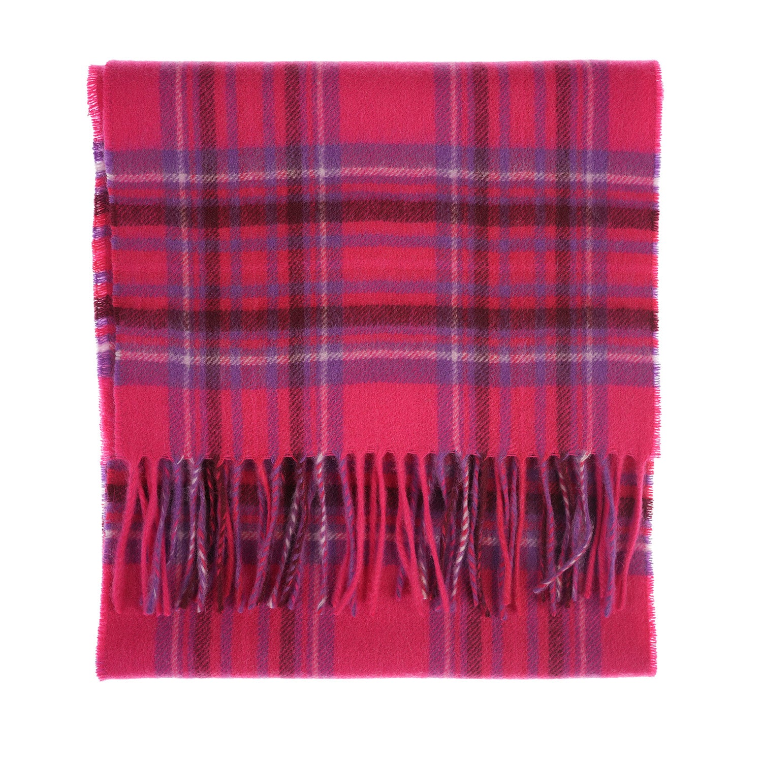 Edinburgh Cashmere Premium Lightweight Scarf - Ultra-Soft Luxury Wrap - STEWART BRIGHT PINK