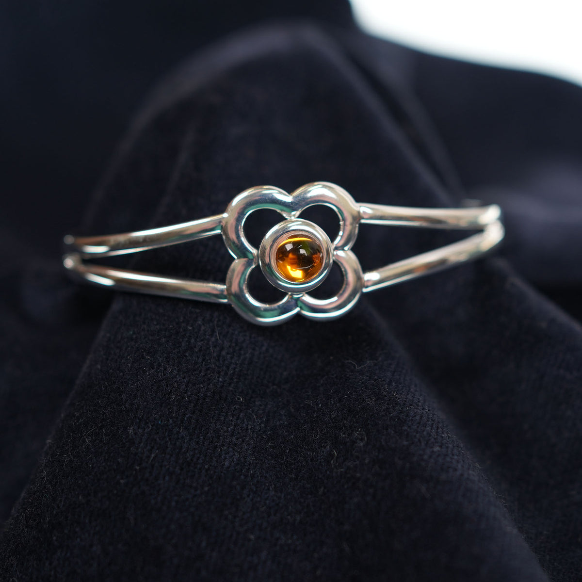 Art Pewter Birthstone Bangle - Silver Plated Pewter - Made in Scotland - November (Topaz)