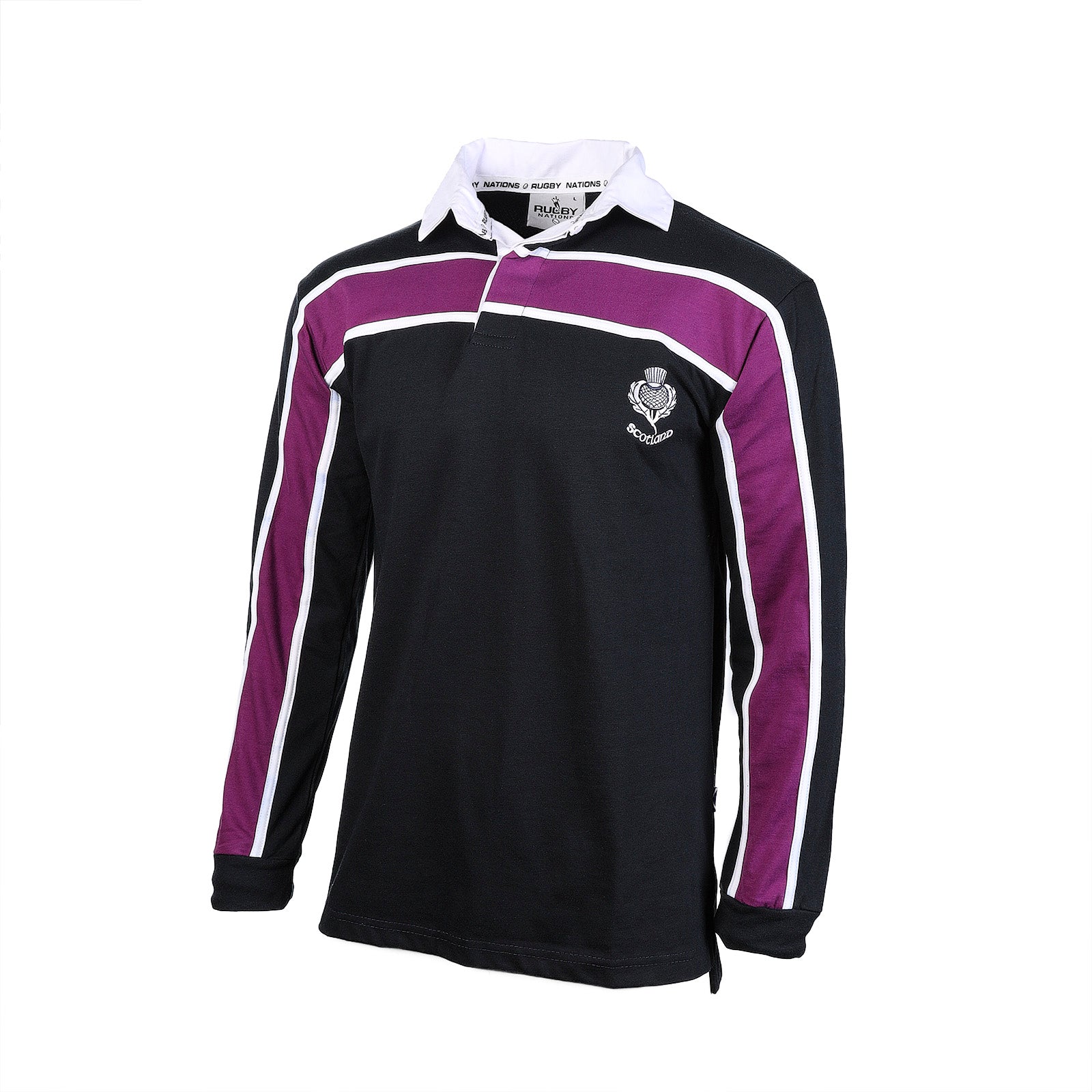 Gents L/S Purple Stripe Rugby Shirt
