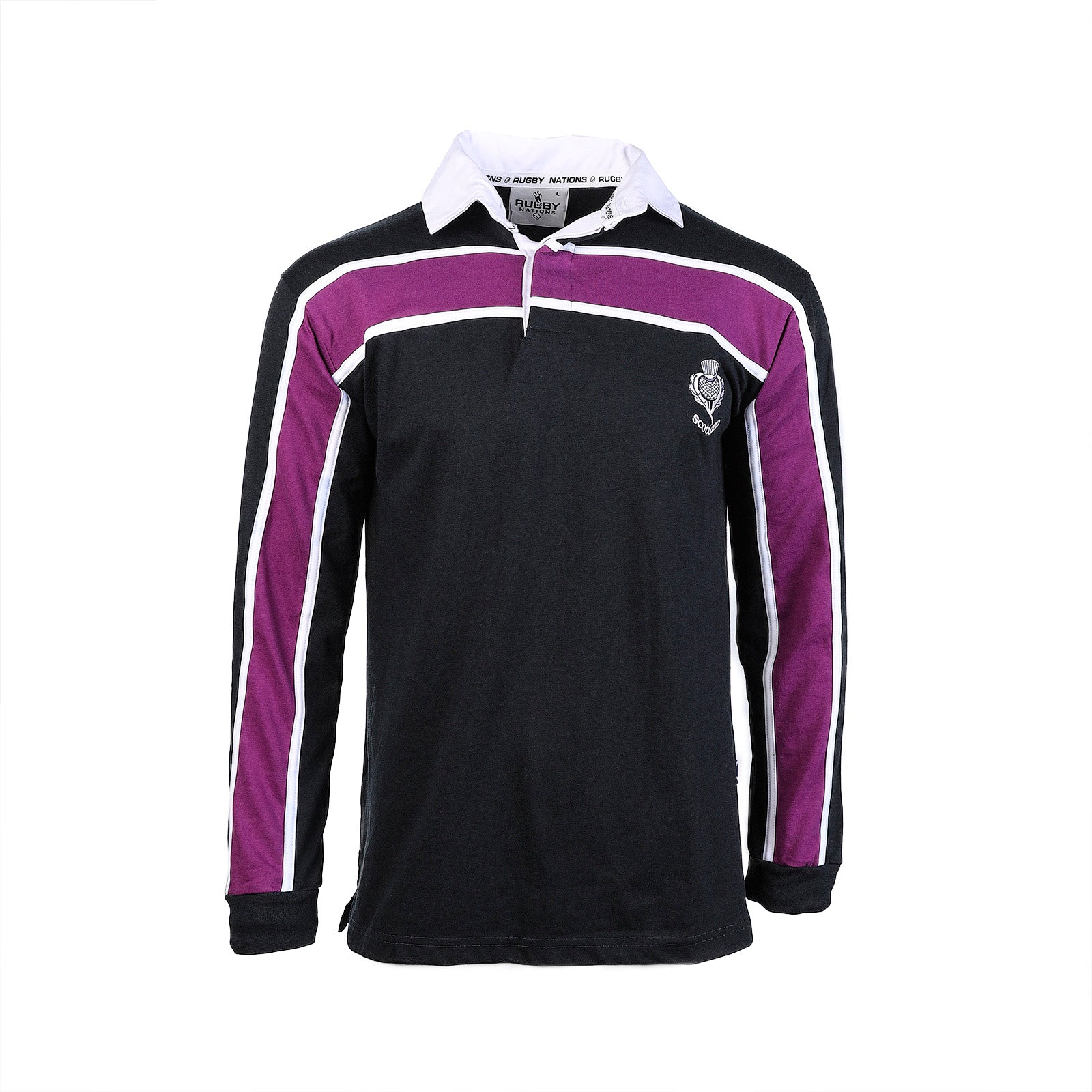 Gents L/S Purple Stripe Rugby Shirt