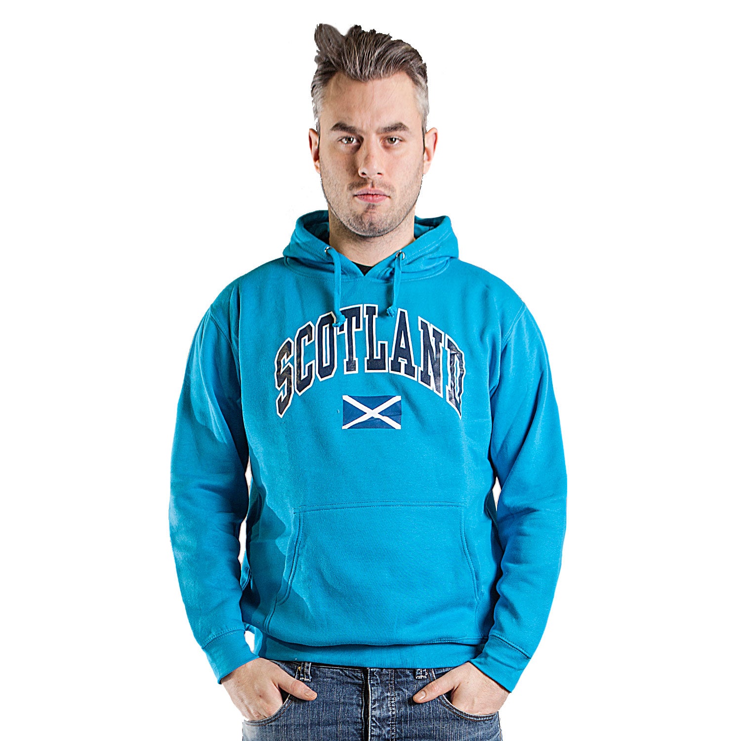 Scotland Harvard Print Hooded Top Sapphire Blue