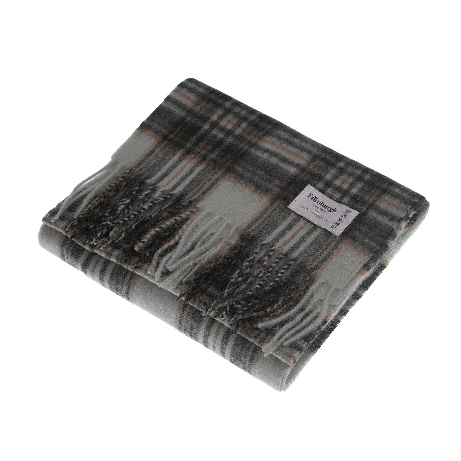 Edinburgh 100% Lambswool Tartan Scarf Royal Stewart Vintage Duck Egg