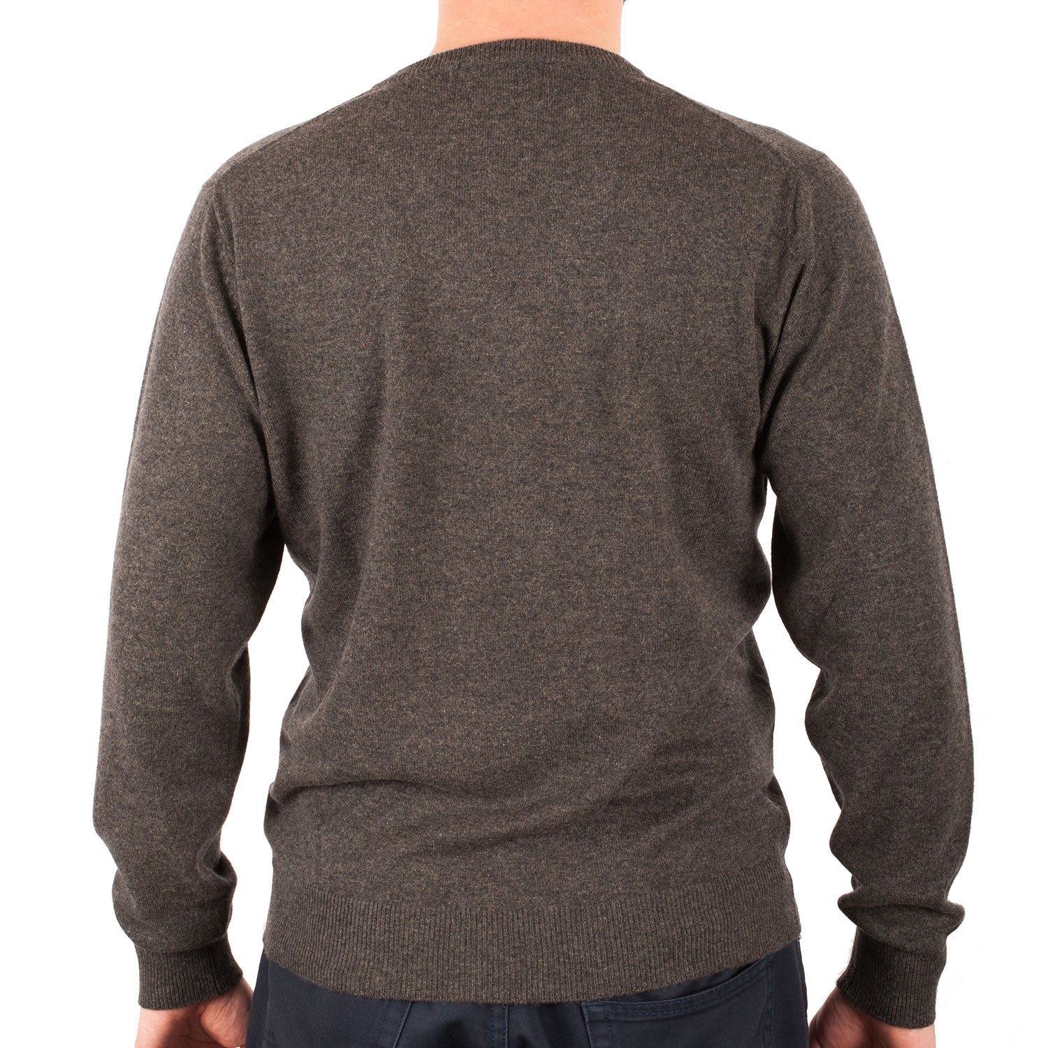 100% Cashmere V Neck Plain Men's Jumper Ptarmigan