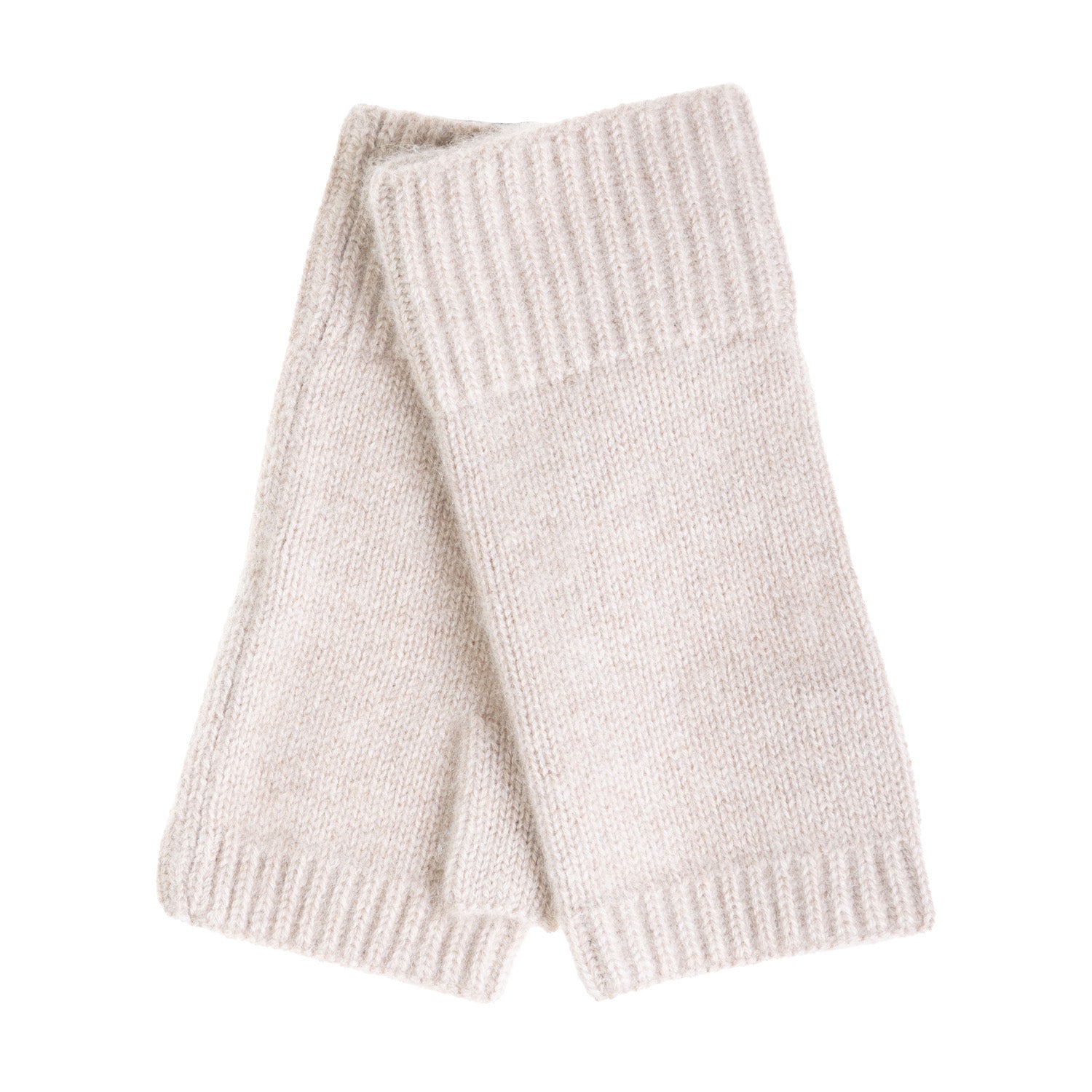 100% Cashmere Ladies Rib Wristlet Sand Beige