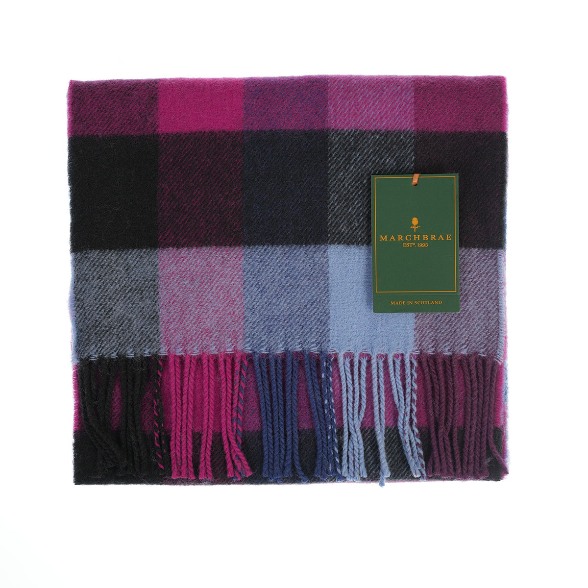 100% Lambswool Scarf – Traditional Tartan & Check Designs - Made in Scotland - 5 Square Purples